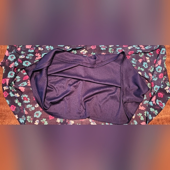 Betsey Johnson Navy Blue Pink Green Floral Halter Sleeveless Shift Dress Size 10 - Picture 8 of 14